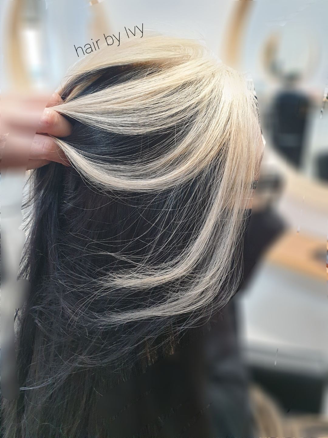 Blonde highlights on dark hair